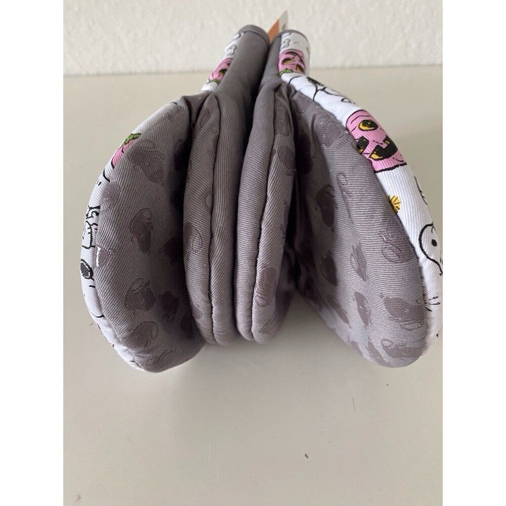 2 Pk Peanuts Halloween Snoopy Woodstock Pink Pumpkin Ghost Mini Oven‎ Mitts NEW - Picture 4 of 12